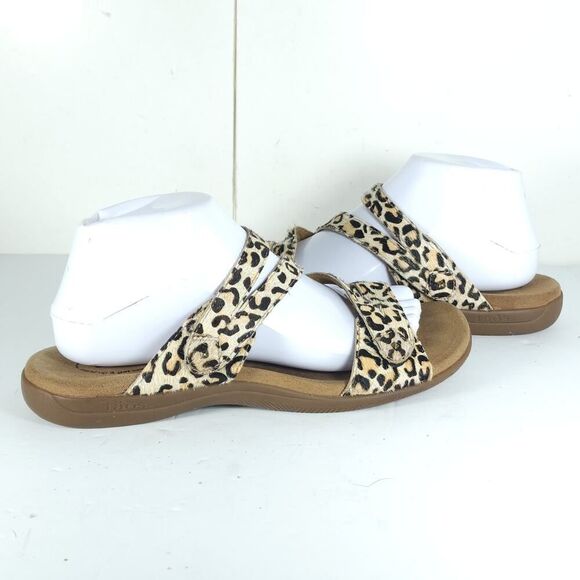 Taos Women’s Double U US9 Leather Calf Hair Cheetah Flat Thong Sandals Shoes - Picture 8 of 16